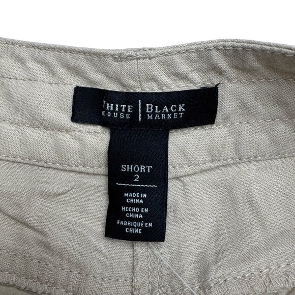 NWT White House Black Market Women's Beige Linen Blend Cargo Shorts, Size 2 NWT - Picture 6 of 9